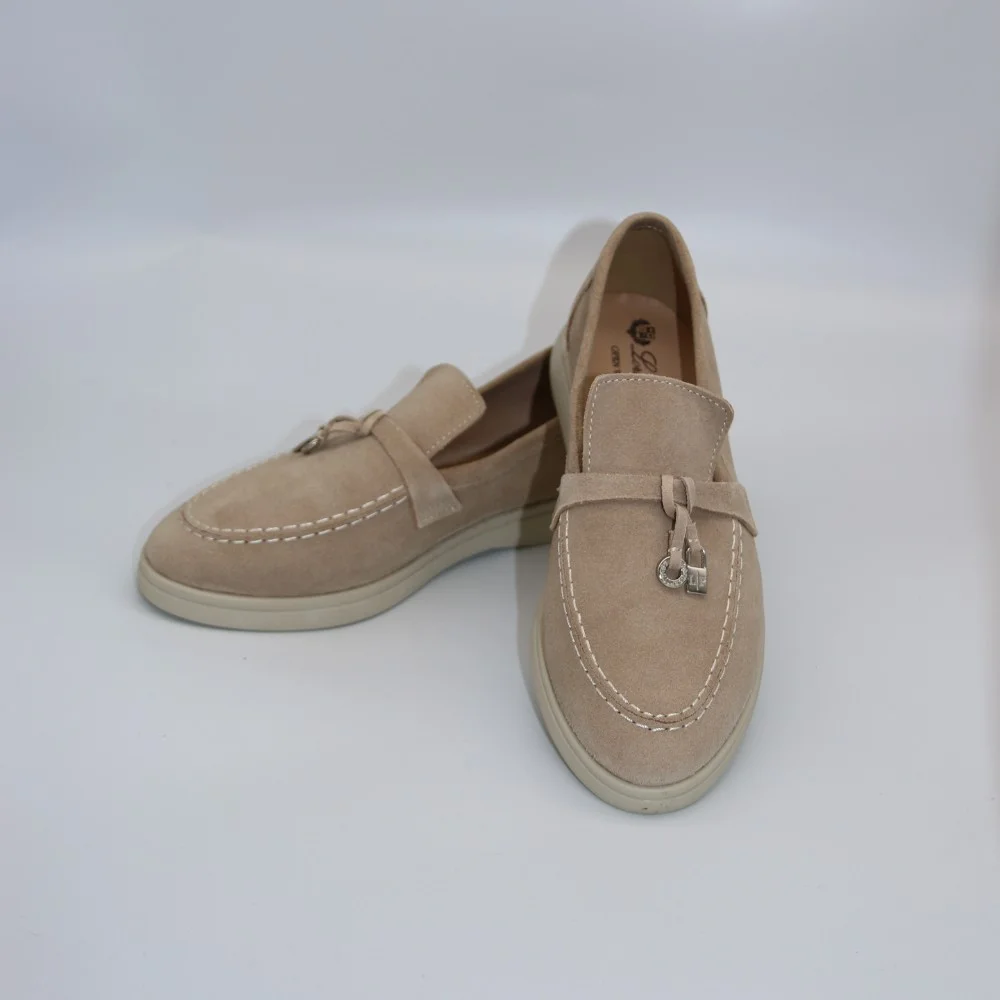 Бежеві замшеві лофери Loro Piana Summer Charms Walk 206180 1098TZ-A 340-3041-11 C 6044