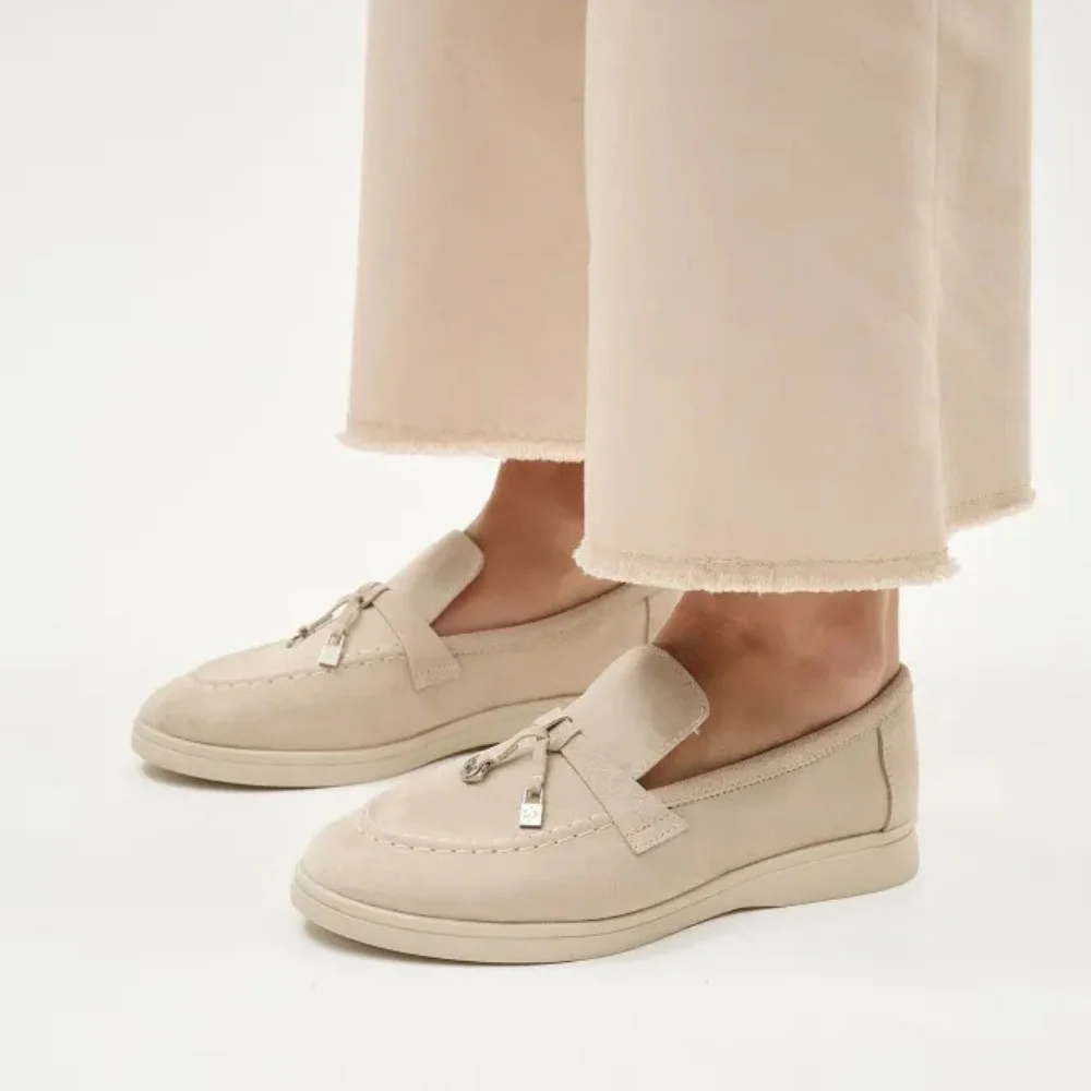 Бежеві замшеві лофери Loro Piana Summer Charms Walk 206180 1098TZ-A 340-3041-11 C 6044