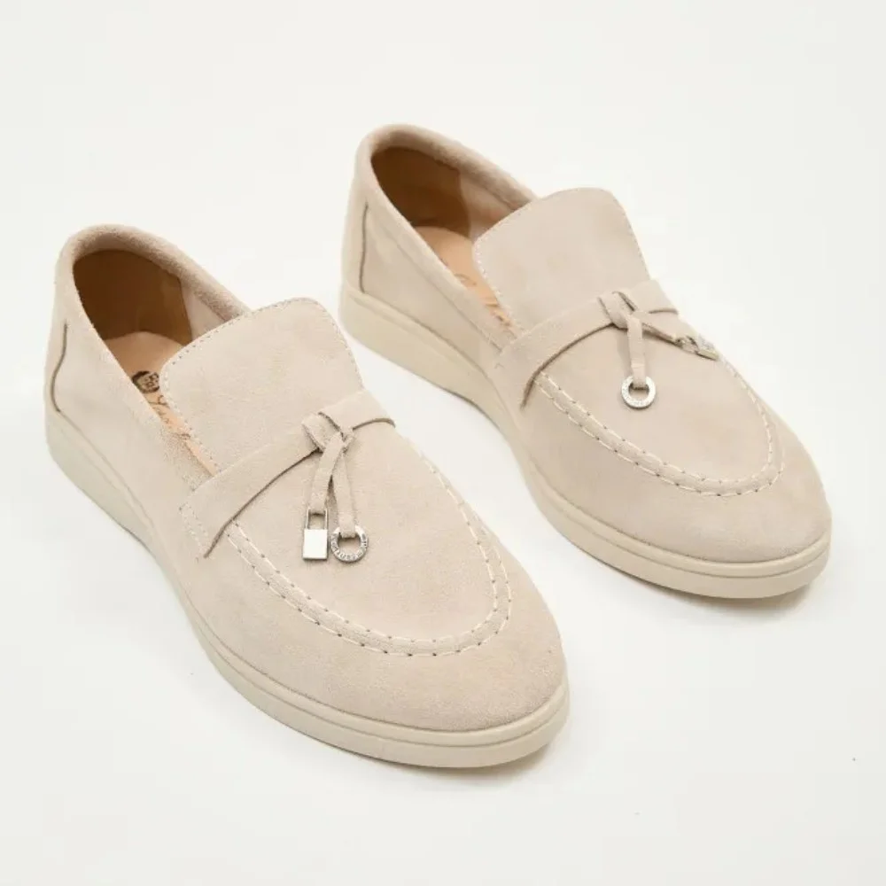 Бежеві замшеві лофери Loro Piana Summer Charms Walk 206180 1098TZ-A 340-3041-11 C 6044