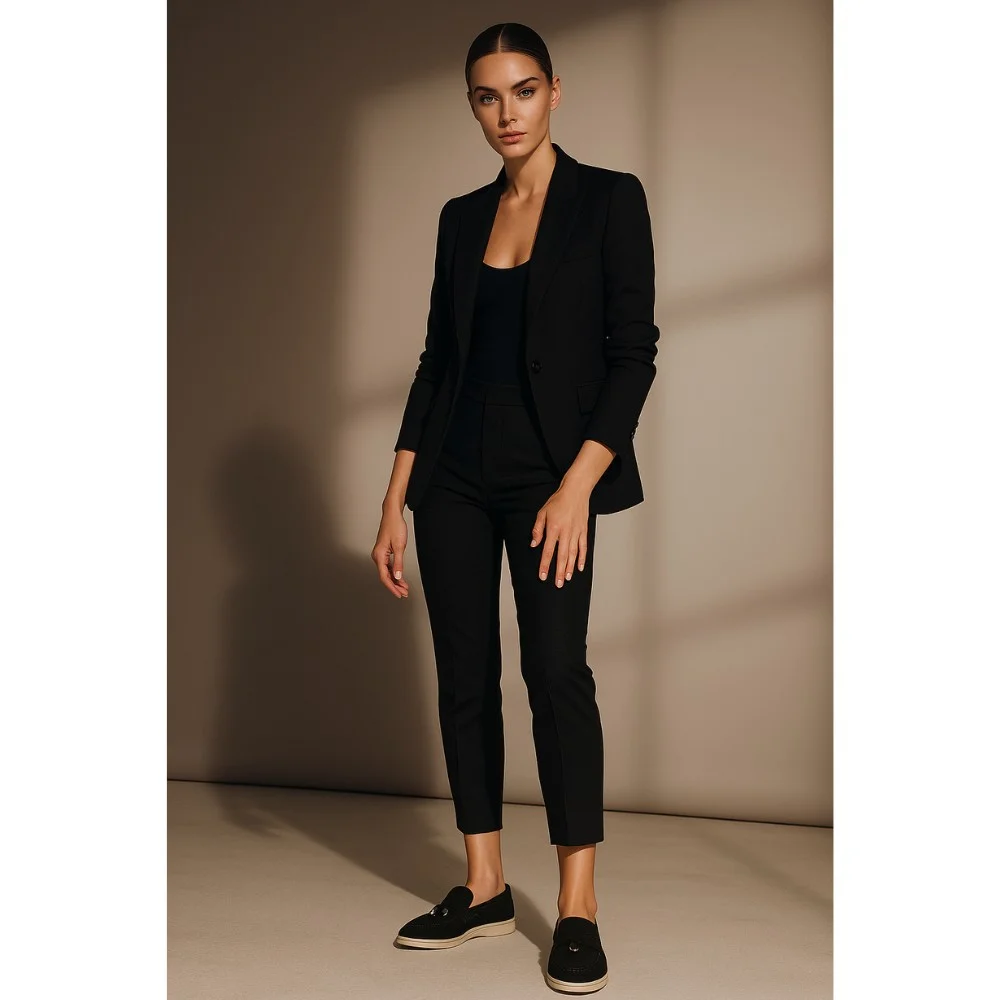 Жіночі замшеві лофери Loro Piana Summer Charms Walk, чорні - 206179 1098ТZ 340-3041 C 6045