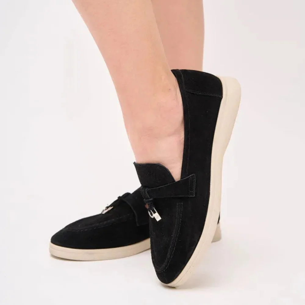 Жіночі замшеві лофери Loro Piana Summer Charms Walk, чорні - 206179 1098ТZ 340-3041 C 6045