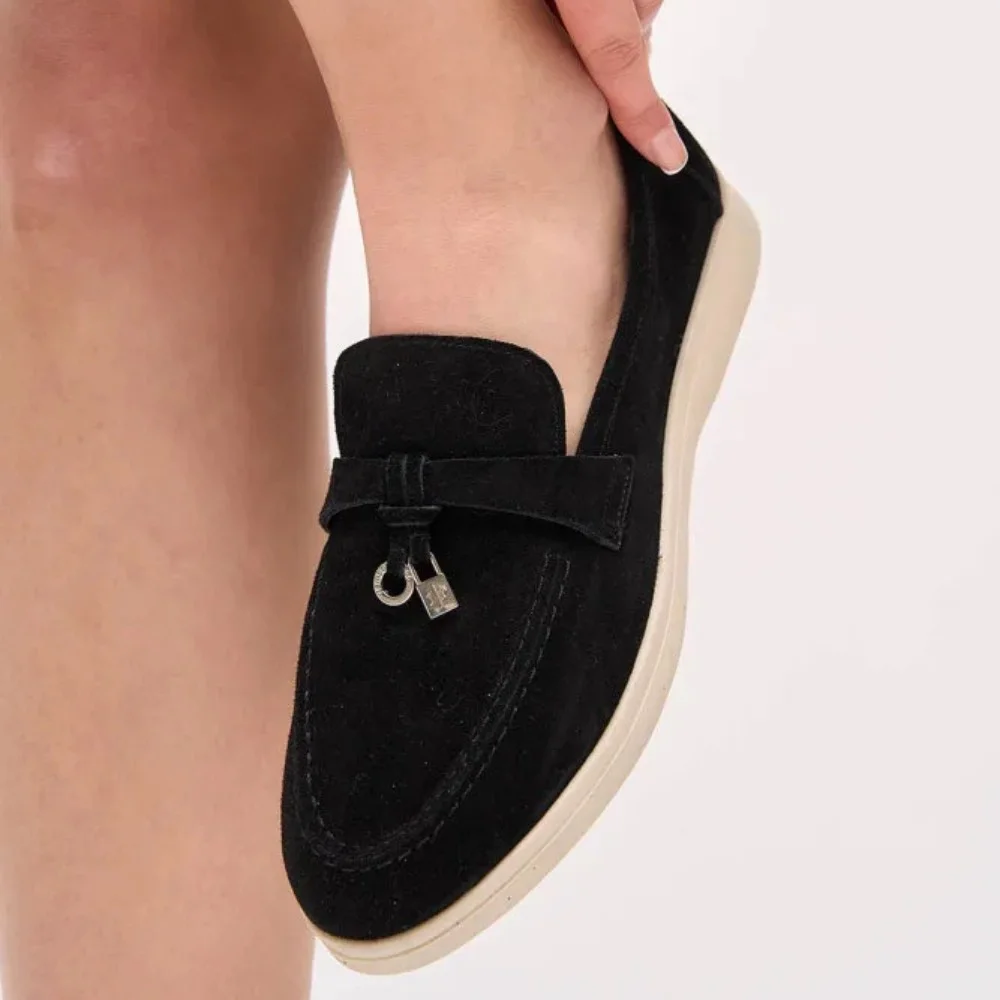 Жіночі замшеві лофери Loro Piana Summer Charms Walk, чорні - 206179 1098ТZ 340-3041 C 6045