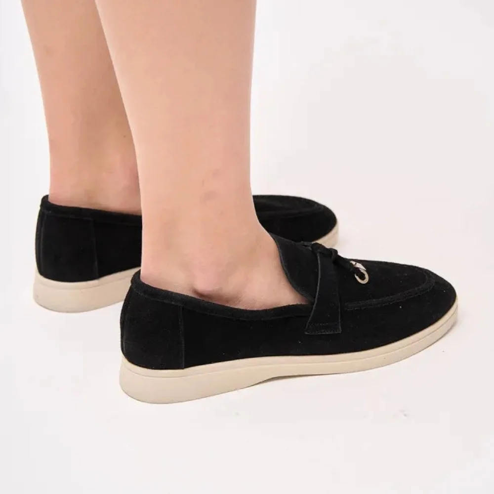 Жіночі замшеві лофери Loro Piana Summer Charms Walk, чорні - 206179 1098ТZ 340-3041 C 6045