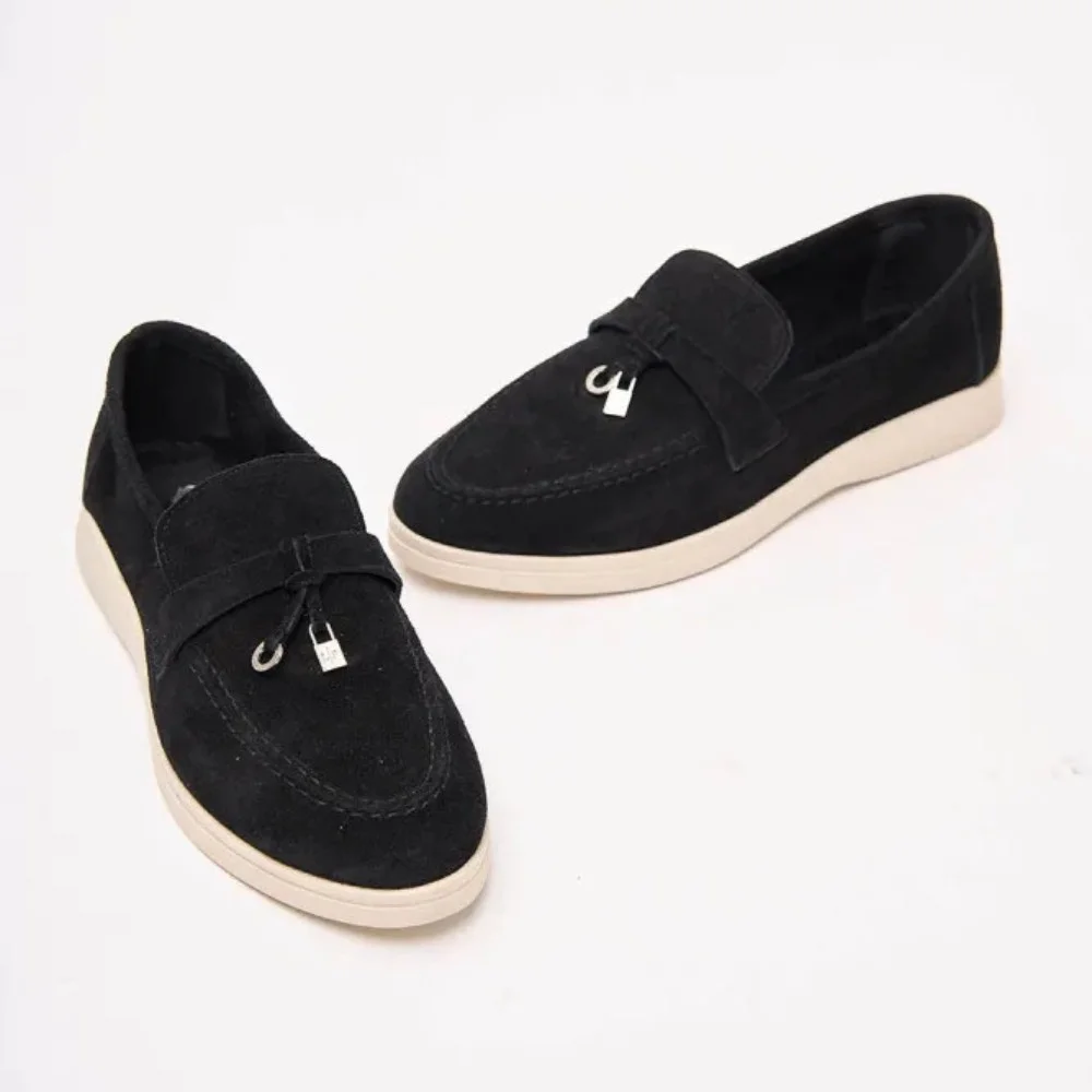 Жіночі замшеві лофери Loro Piana Summer Charms Walk, чорні - 206179 1098ТZ 340-3041 C 6045