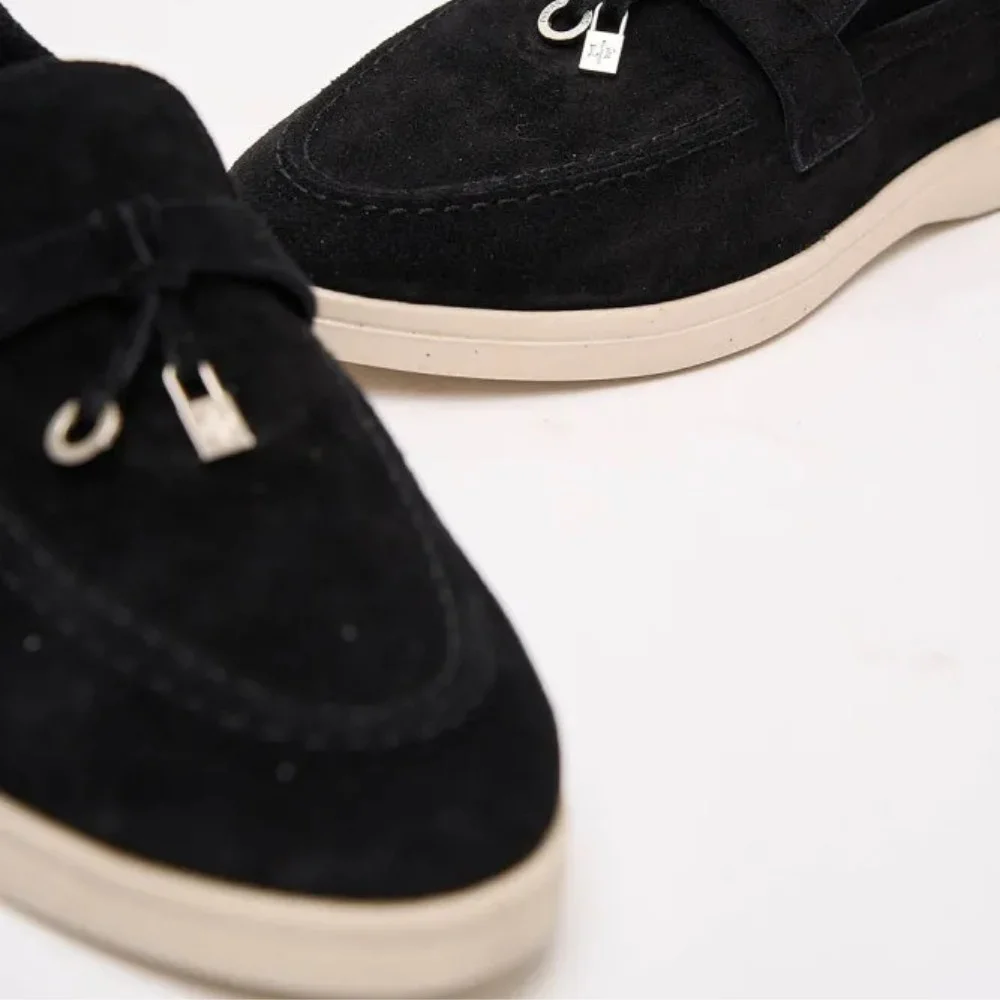 Жіночі замшеві лофери Loro Piana Summer Charms Walk, чорні - 206179 1098ТZ 340-3041 C 6045