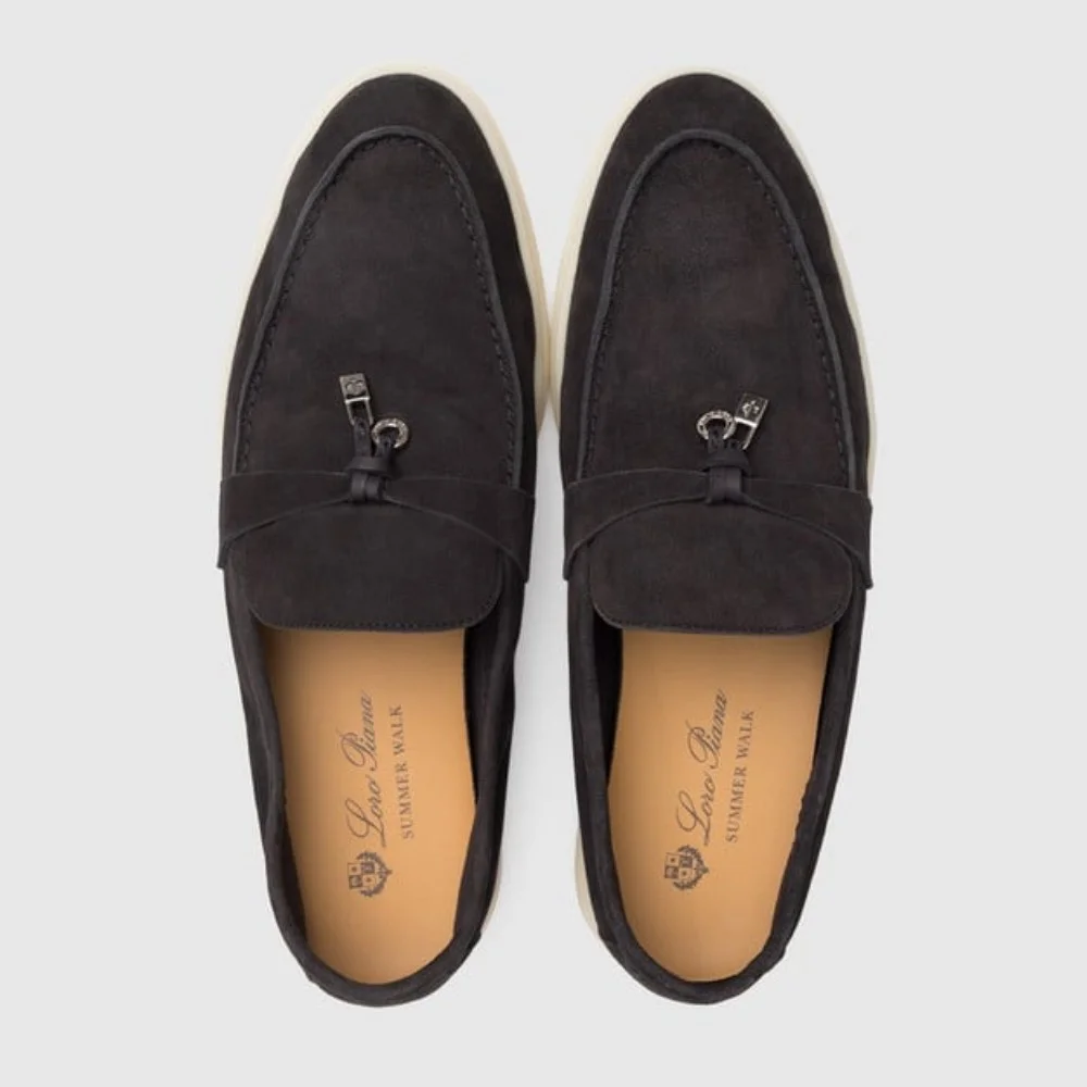 Жіночі замшеві лофери Loro Piana Summer Charms Walk, чорні - 206179 1098ТZ 340-3041 C 6045