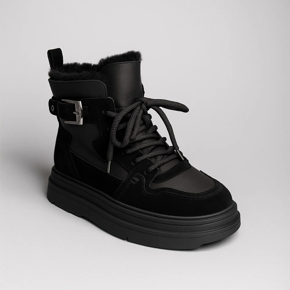 Женские зимние ботинки Allsy Lonza 204424, 269008-1 black 6050 с шерстяным утеплителем