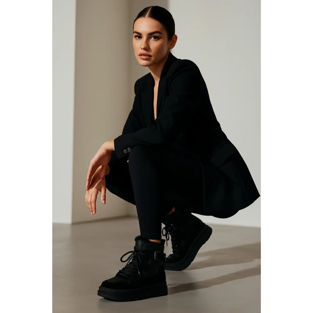 Женские зимние ботинки Allsy Lonza 204424, 269008-1 black 6050 с шерстяным утеплителем