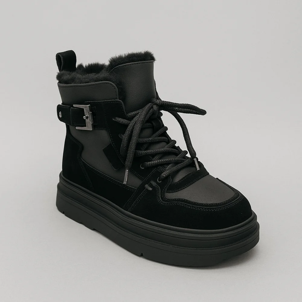 Женские зимние ботинки Allsy Lonza 204424, 269008-1 black 6050 с шерстяным утеплителем