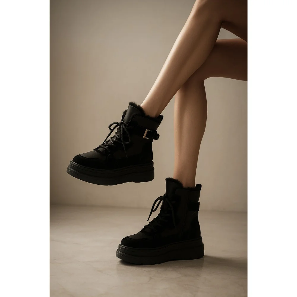 Женские зимние ботинки Allsy Lonza 204424, 269008-1 black 6050 с шерстяным утеплителем