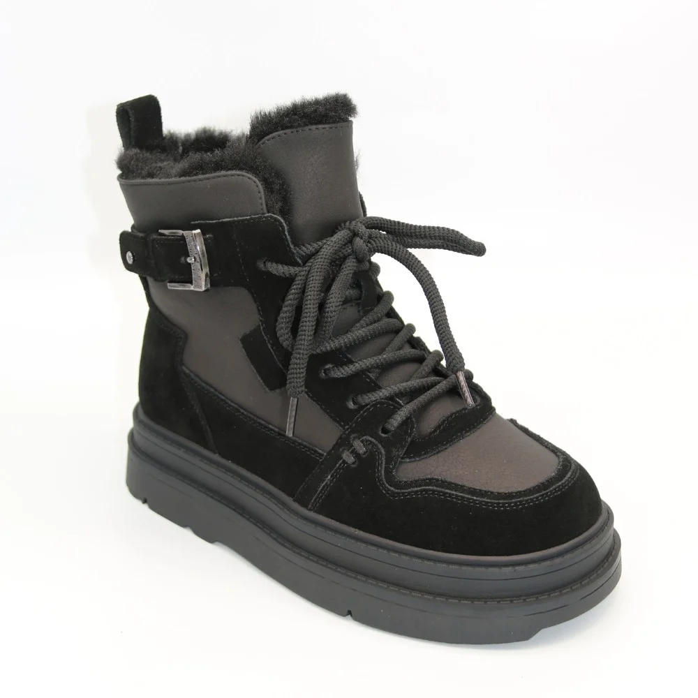 Женские зимние ботинки Allsy Lonza 204424, 269008-1 black 6050 с шерстяным утеплителем