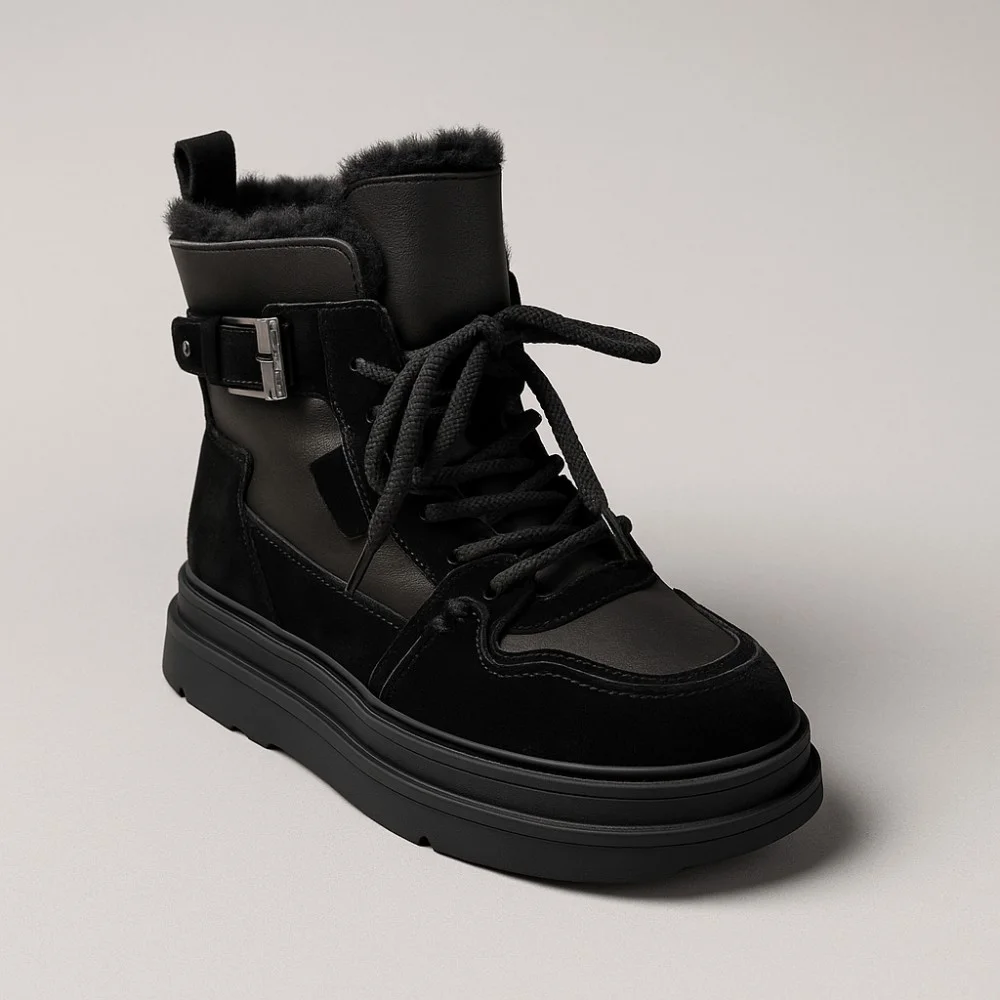 Женские зимние ботинки Allsy Lonza 204424, 269008-1 black 6050 с шерстяным утеплителем