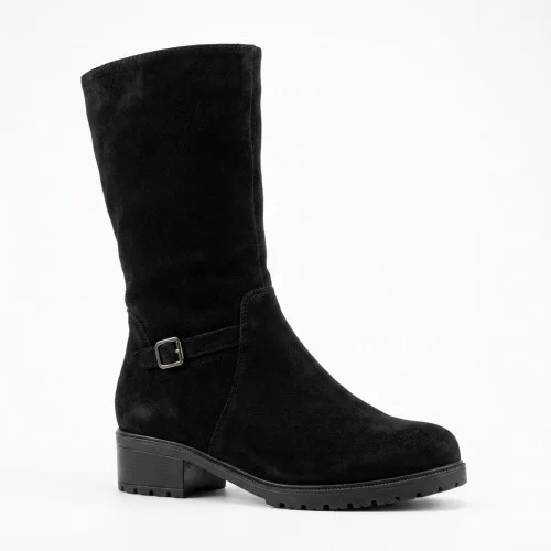 Women's black winter half-boots ROMAX COMFORT 6037-4zim 6053 with natural wool insulation