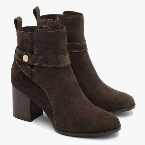 Rylko women's boots with a stable heel G7VL4 6TJF 6058 brown made of genuine suede - Polish brand