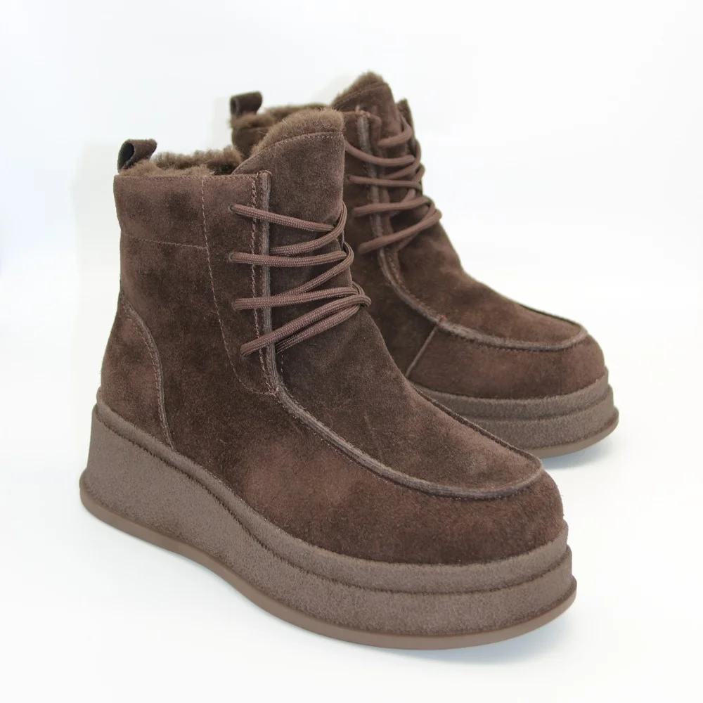 Жіночі зимові черевики Allsy Lonza, коричневі BROWN 6060 - натуральна шкіра та хутро