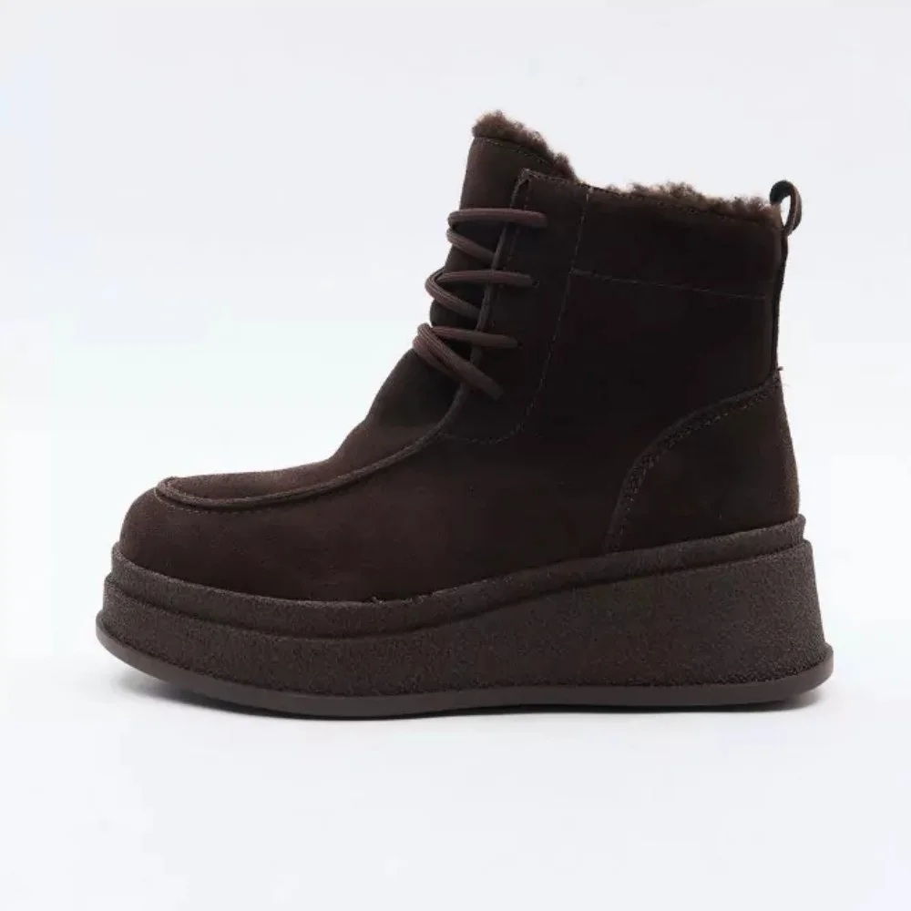 Жіночі зимові черевики Allsy Lonza, коричневі BROWN 6060 - натуральна шкіра та хутро