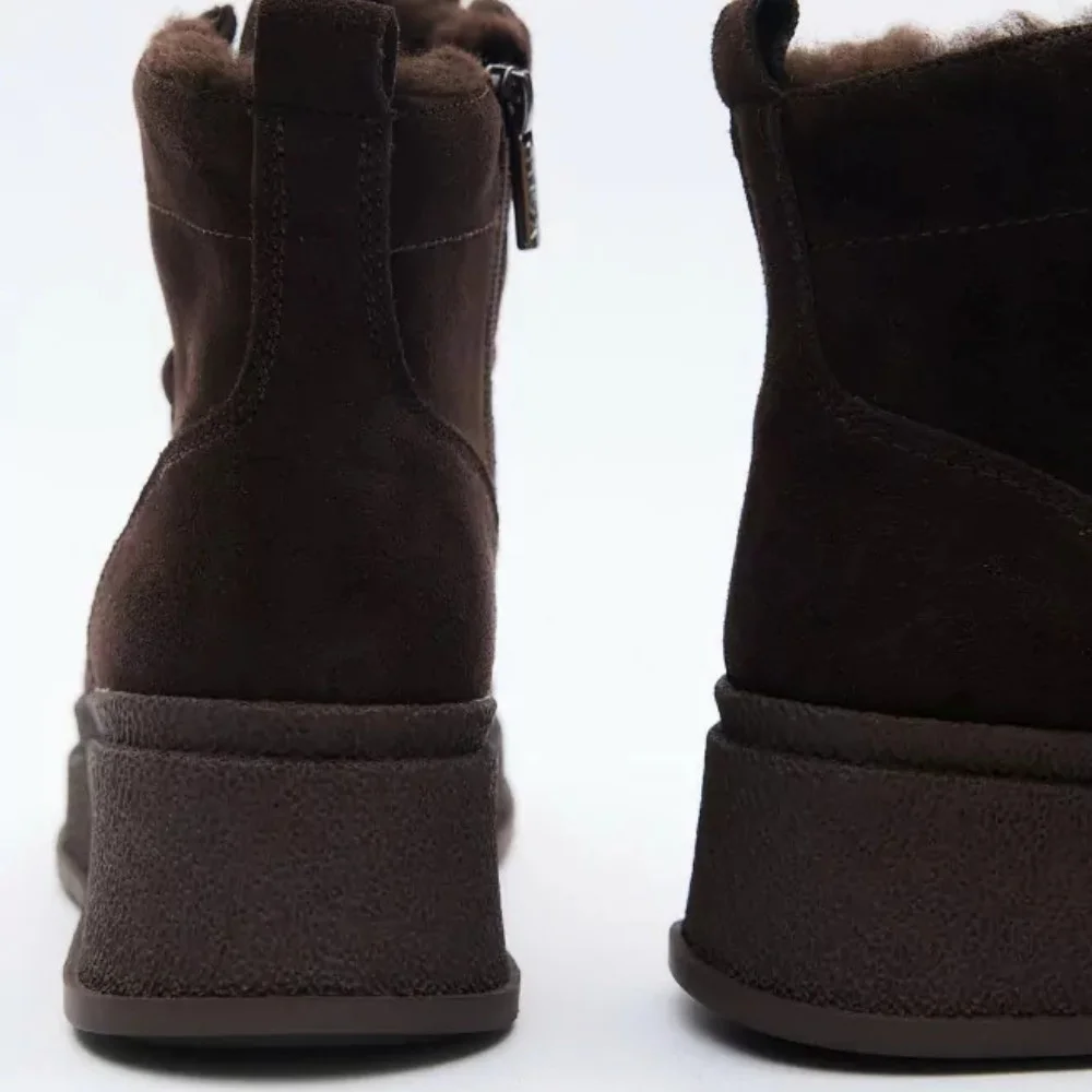 Жіночі зимові черевики Allsy Lonza, коричневі BROWN 6060 - натуральна шкіра та хутро