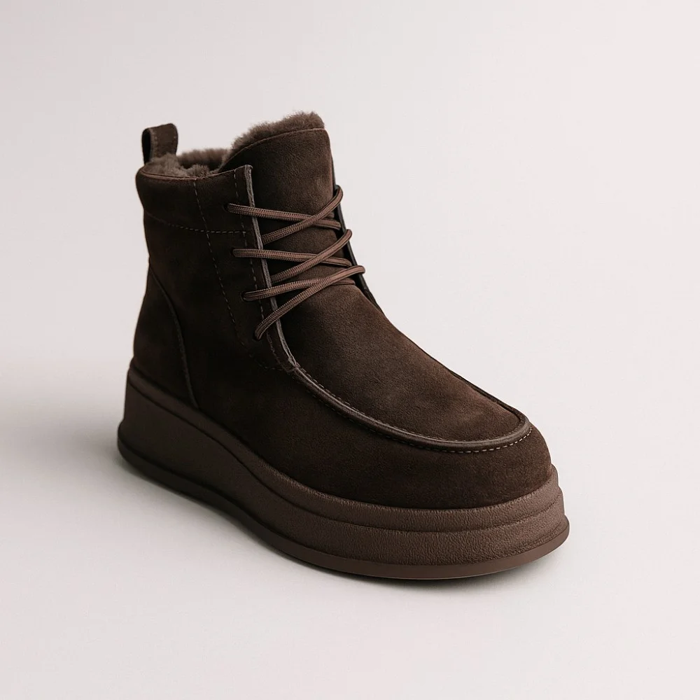 Жіночі зимові черевики Allsy Lonza, коричневі BROWN 6060 - натуральна шкіра та хутро