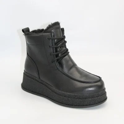 Women's winter black wedge boots Allsy Lonza 203545 C54787-528 BLACK 6061 made of genuine leather and fur