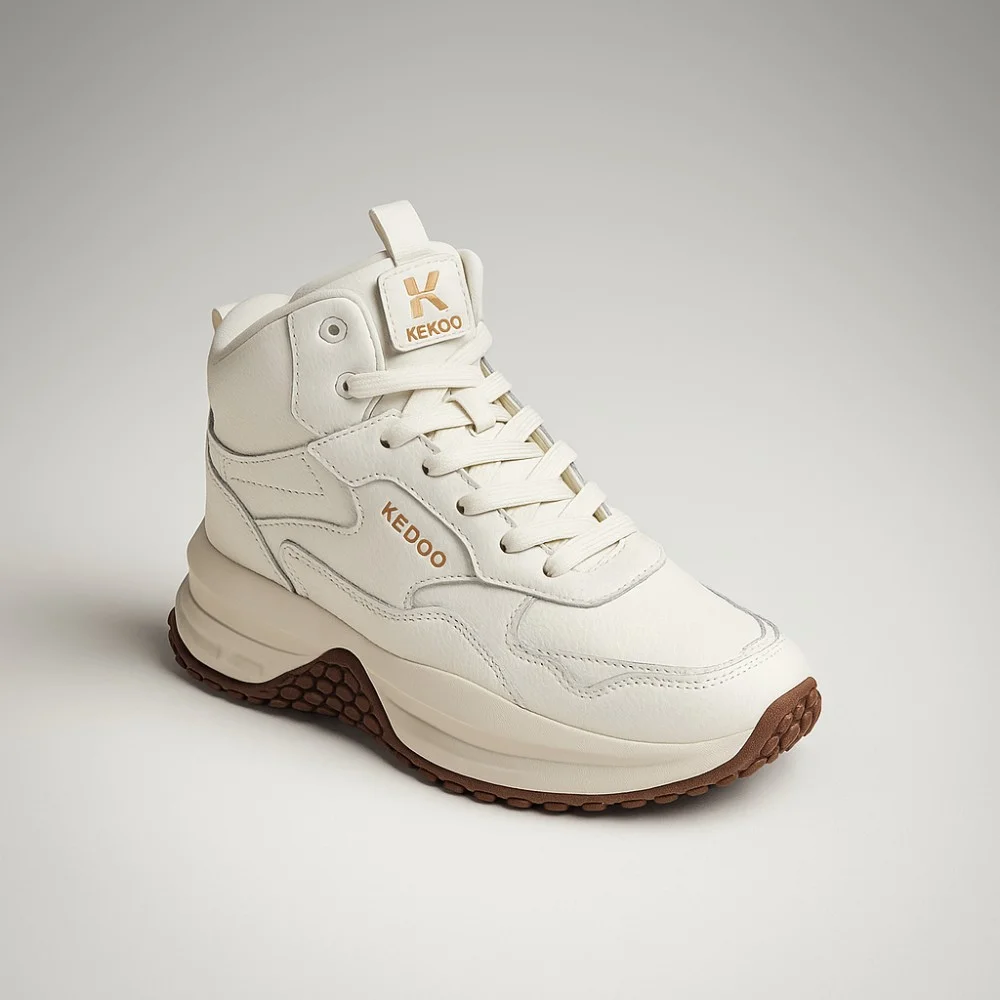 Women’s winter sneakers KEDDO 448178-09-03 Milk 6066 in natural leather and wool