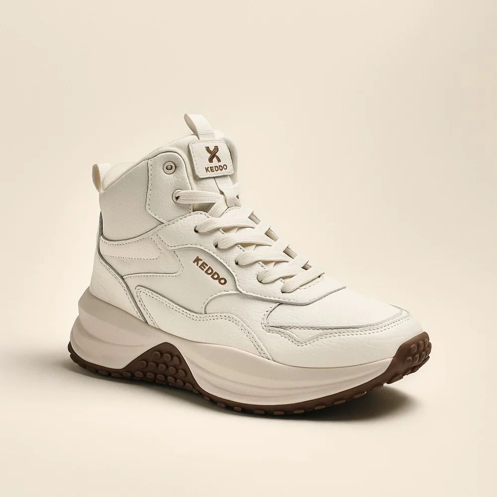 Women’s winter sneakers KEDDO 448178-09-03 Milk 6066 in natural leather and wool