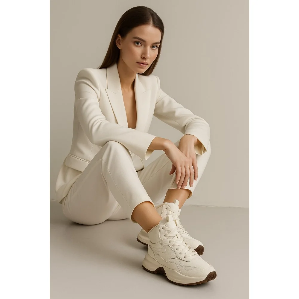 Women’s winter sneakers KEDDO 448178-09-03 Milk 6066 in natural leather and wool