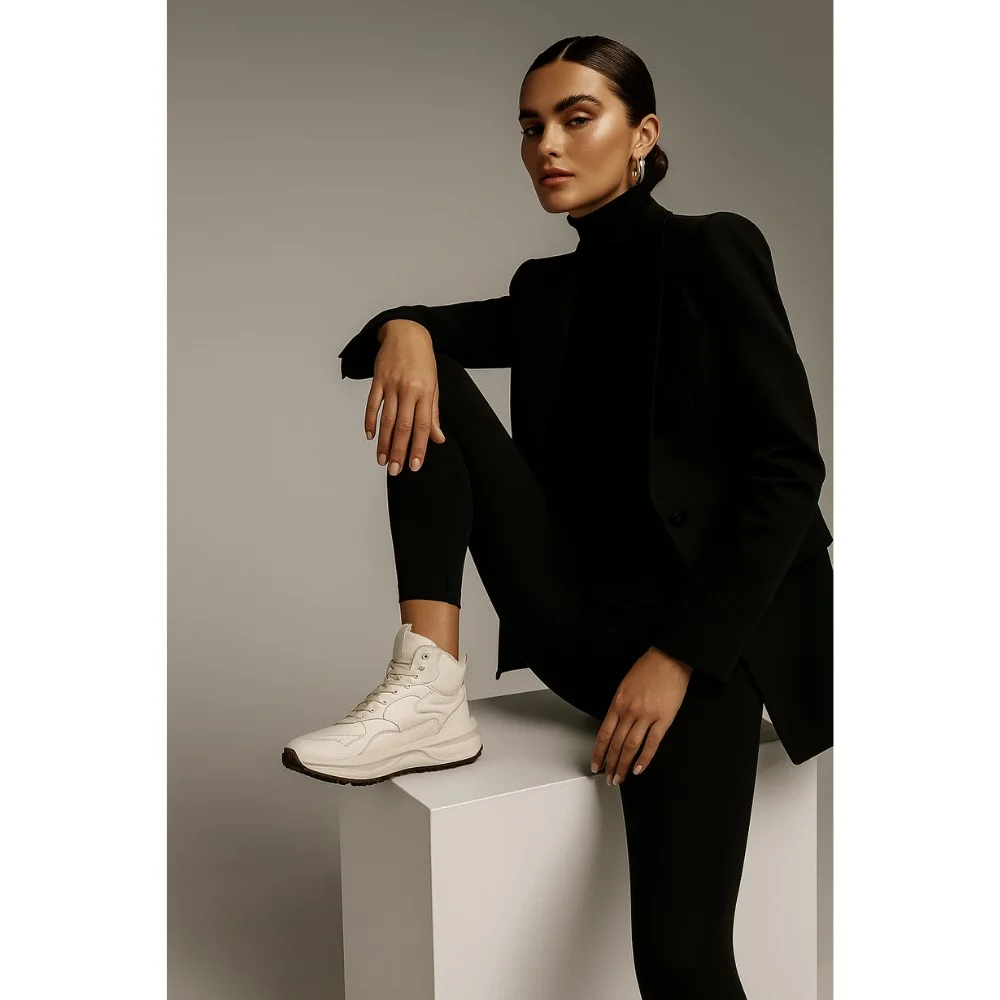 Women’s winter sneakers KEDDO 448178-09-03 Milk 6066 in natural leather and wool