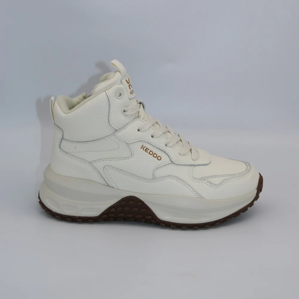 Women’s winter sneakers KEDDO 448178-09-03 Milk 6066 in natural leather and wool