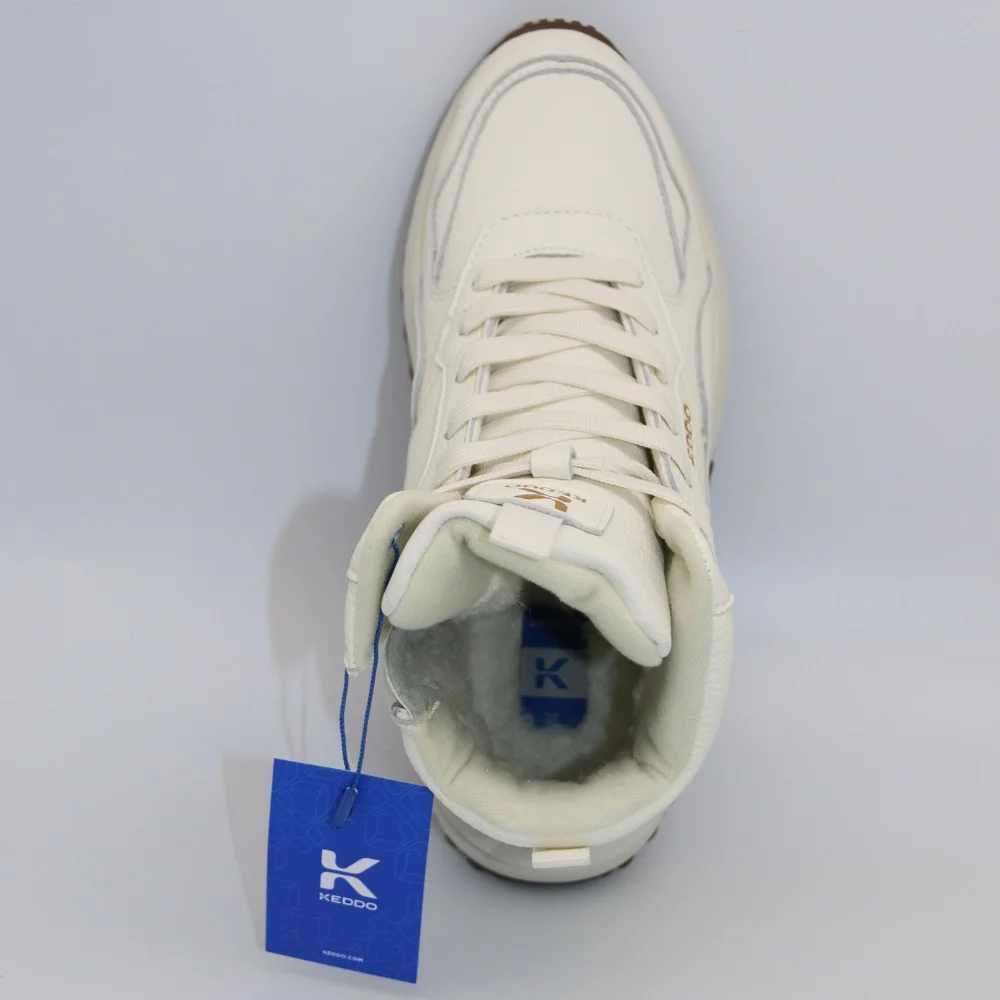 Women’s winter sneakers KEDDO 448178-09-03 Milk 6066 in natural leather and wool