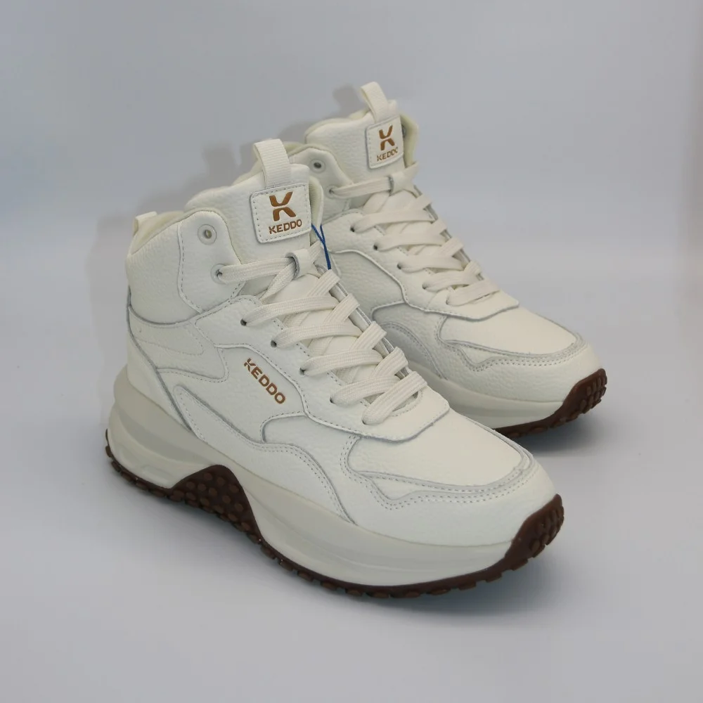 Women’s winter sneakers KEDDO 448178-09-03 Milk 6066 in natural leather and wool