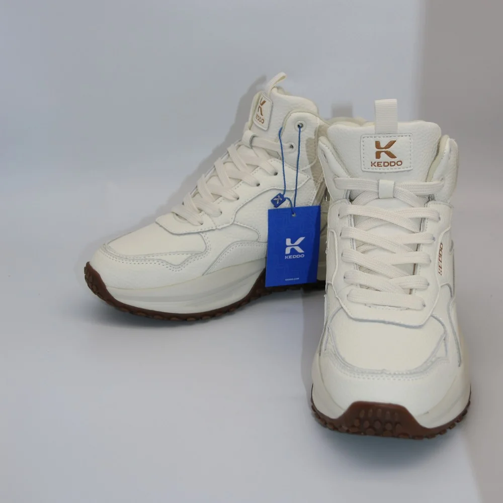 Women’s winter sneakers KEDDO 448178-09-03 Milk 6066 in natural leather and wool