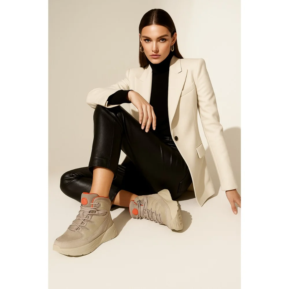 Жіночі сірі черевики GRUNBERG 148575-28-03-6067 з екошкіри й текстилю з утеплювачем Thermo-save Termotex GTH-D