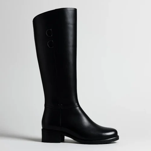 Чоботи жіночі зимові чорні на невисокому підборі Romax Comfort 8085E-6068