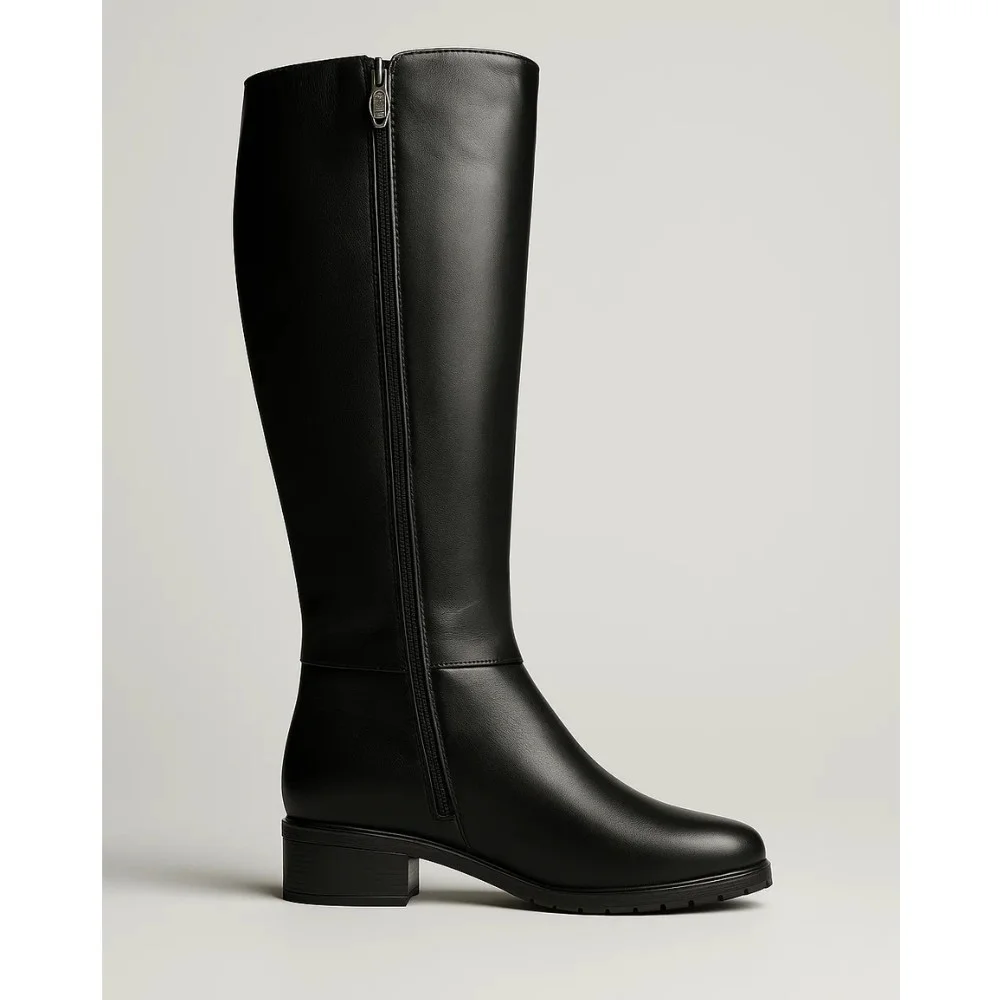 Жіночі зимові чоботи Romax Comfort 8085E-6068 - шкіра, чорні, невисокий каблук, єврозима