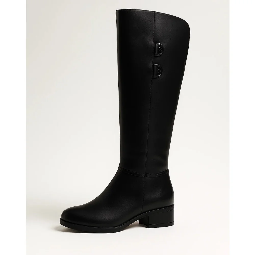 Жіночі зимові чоботи Romax Comfort 8085E-6068 - шкіра, чорні, невисокий каблук, єврозима