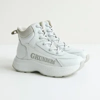 Жіночі зимові білі черевики Grunberg 148577-20-02 6088 натуральна шкіра, вовняне хутро від італійського бренду