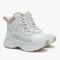 Women's white winter boots Grunberg 148577-20-02 6088 genuine leather, wool fur from the Italian brand