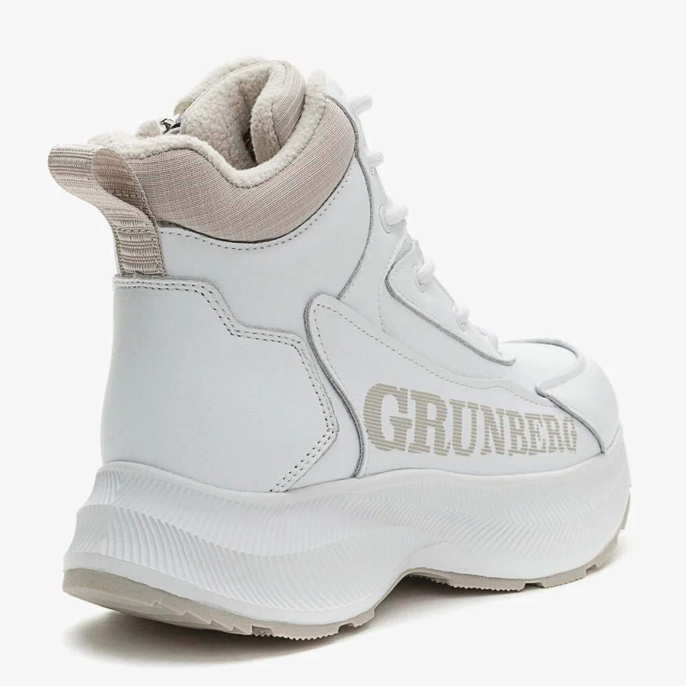 Женские зимние белые ботинки Grunberg 148577-20-02 6088 - натуральная кожа, шерстяной мех