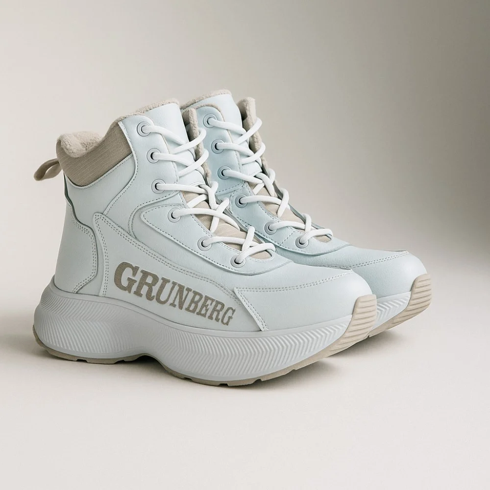 Женские зимние белые ботинки Grunberg 148577-20-02 6088 - натуральная кожа, шерстяной мех