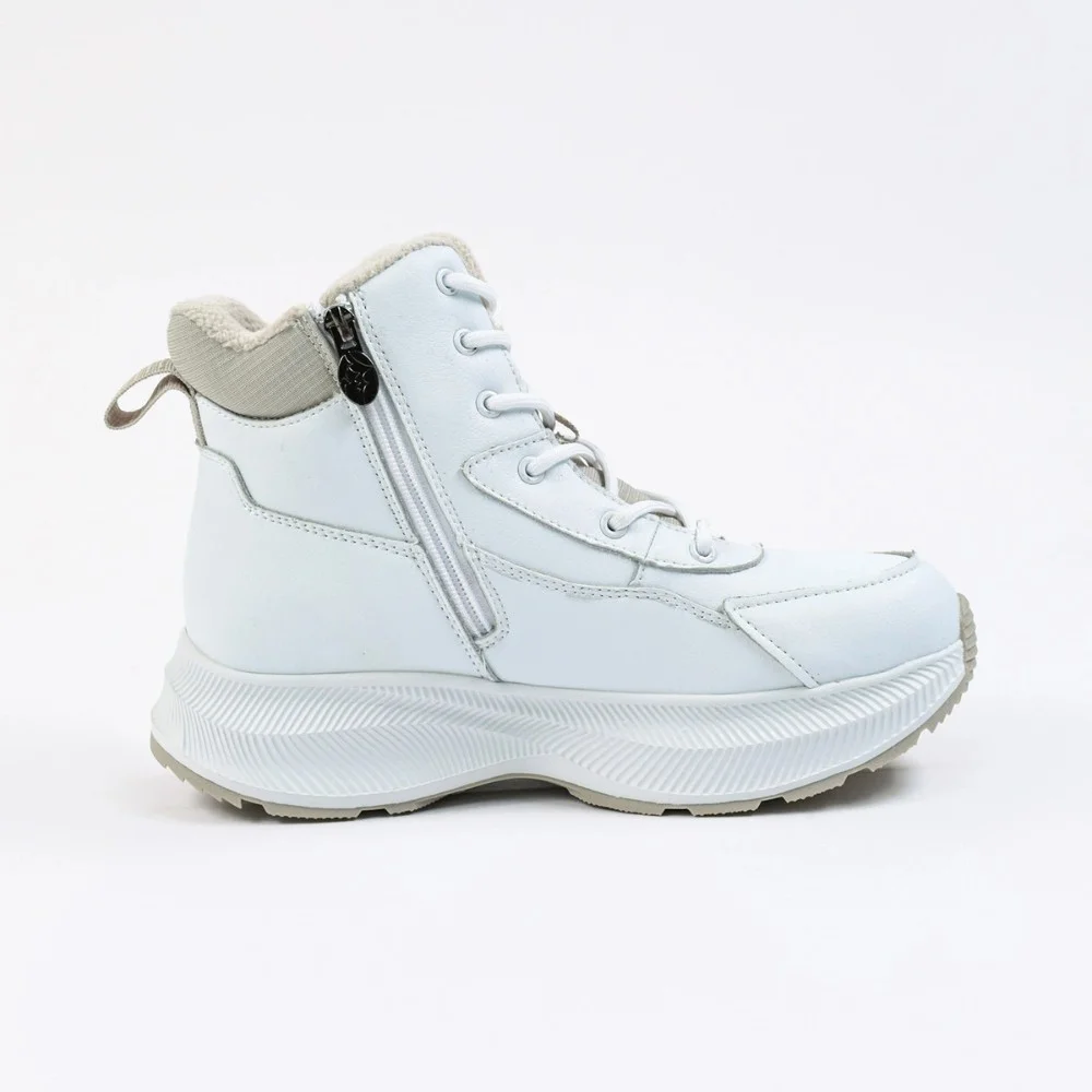 Женские зимние белые ботинки Grunberg 148577-20-02 6088 - натуральная кожа, шерстяной мех