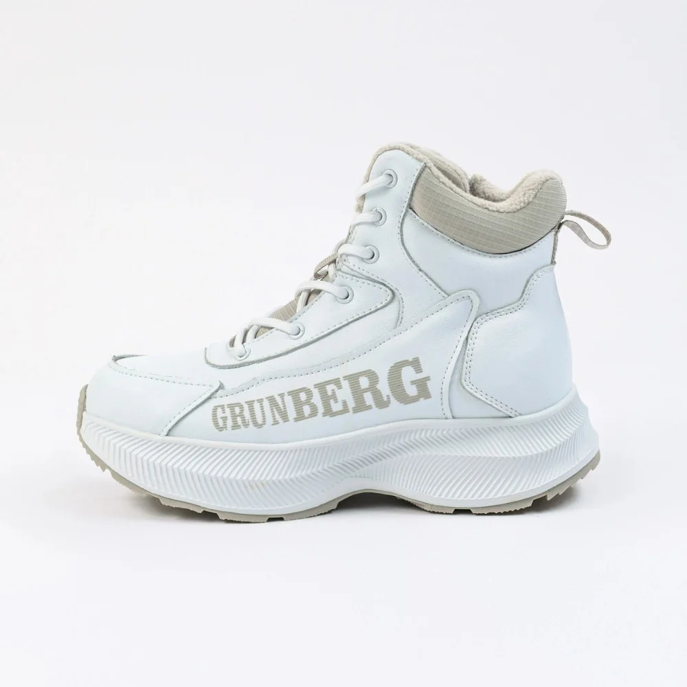 Женские зимние белые ботинки Grunberg 148577-20-02 6088 - натуральная кожа, шерстяной мех