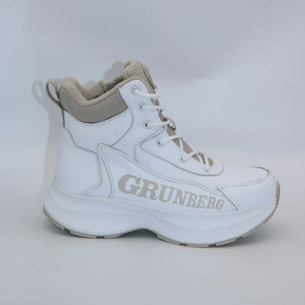 Женские зимние белые ботинки Grunberg 148577-20-02 6088 - натуральная кожа, шерстяной мех