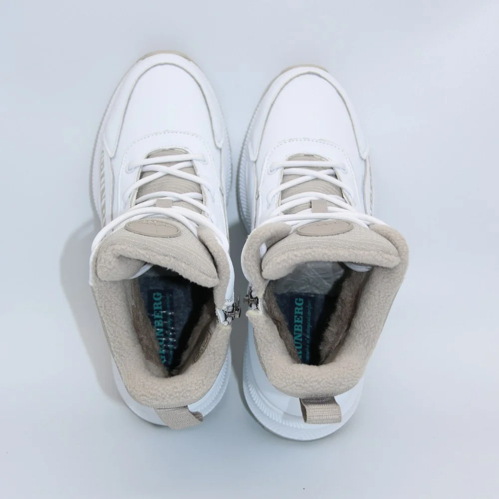 Женские зимние белые ботинки Grunberg 148577-20-02 6088 - натуральная кожа, шерстяной мех