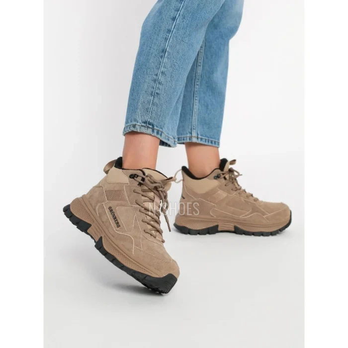 Женские зимние ботинки Grunberg 148593-03-02 6089 - бежевые, кожа, Gore-Tex, NanoTex