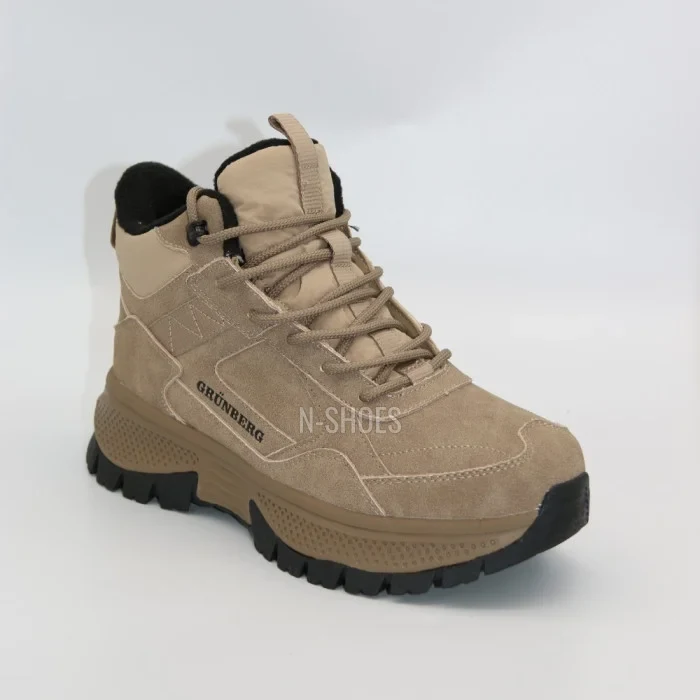 Женские зимние ботинки Grunberg 148593-03-02 6089 - бежевые, кожа, Gore-Tex, NanoTex