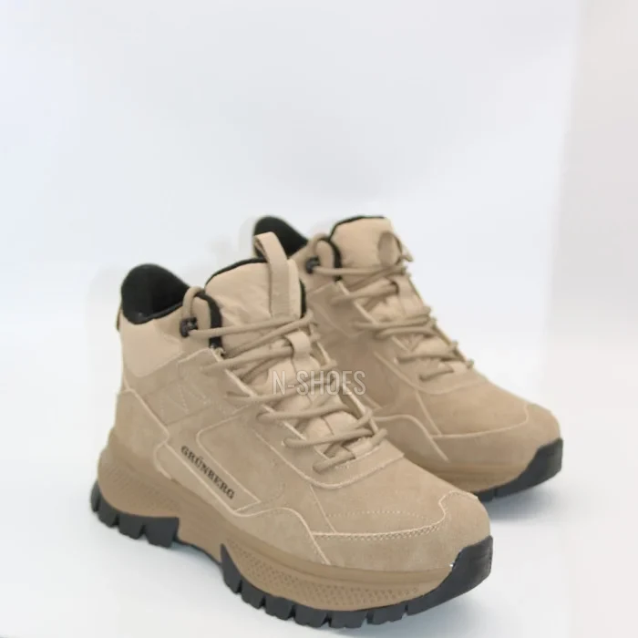 Женские зимние ботинки Grunberg 148593-03-02 6089 - бежевые, кожа, Gore-Tex, NanoTex