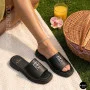 Women's Black Leather Slides Allsy Lonza 208132 035-3 BLACK DG Style