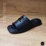 Women's Black Leather Slides Allsy Lonza 208132 035-3 BLACK DG Style