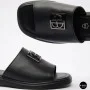 Women's Black Leather Slides Allsy Lonza 208132 035-3 BLACK DG Style