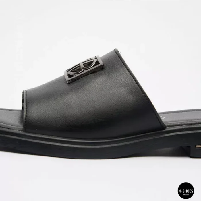 Women's Black Leather Slides Allsy Lonza 208132 035-3 BLACK DG Style